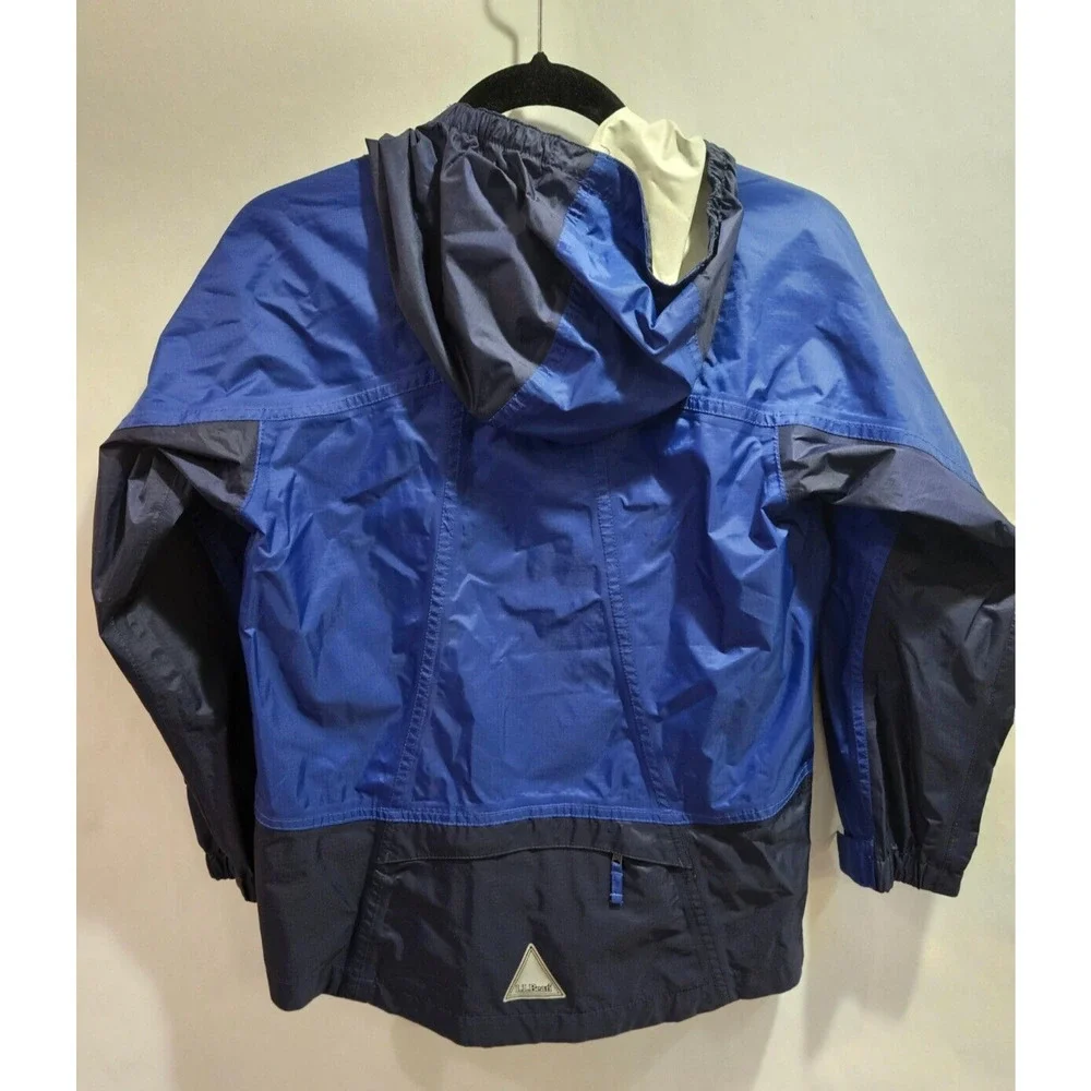 LL Bean Medium 10-12 Kids Hooded Windbreaker Jacket Front Zip Navy